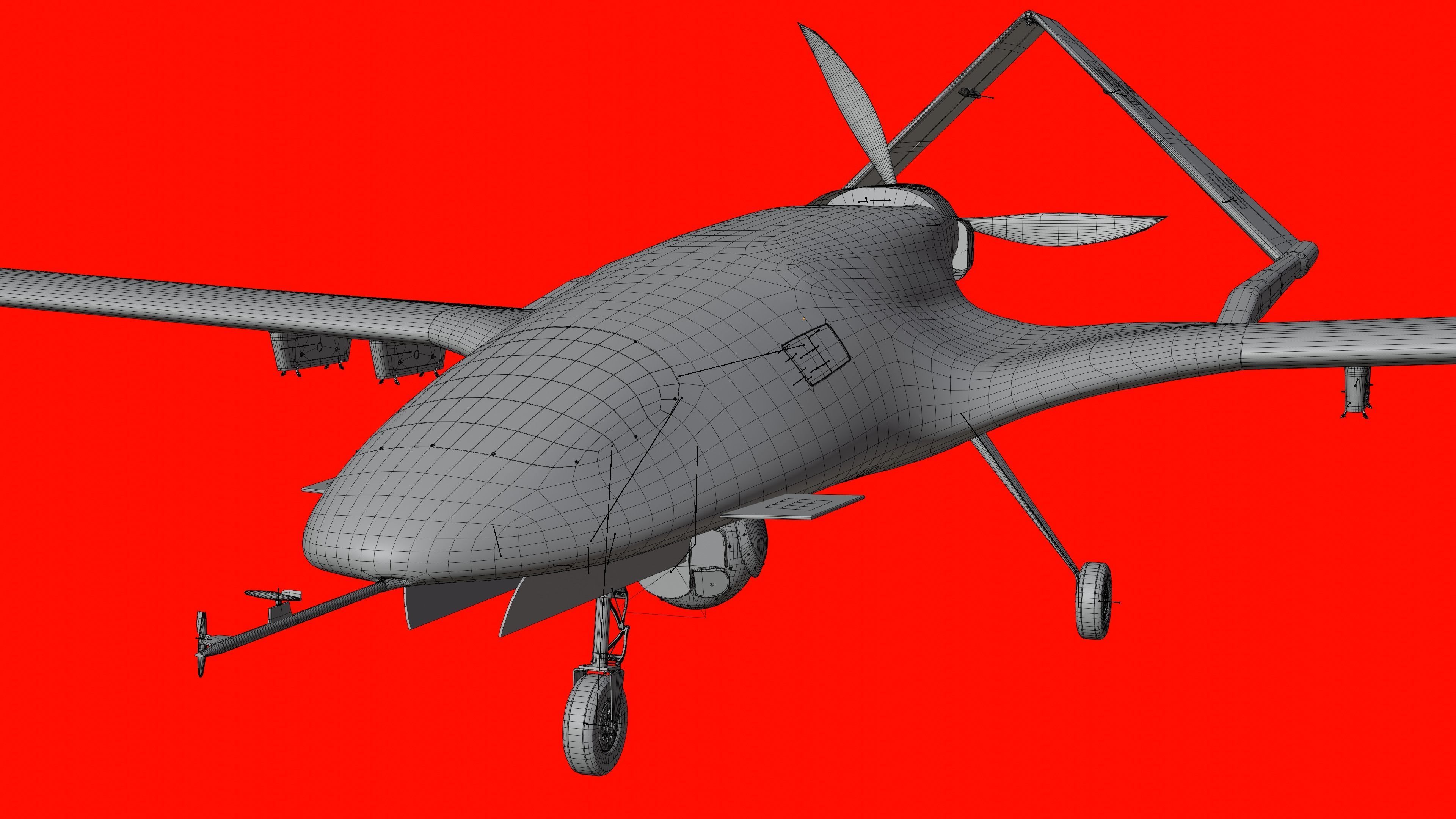 Bayraktar TB2  Low-poly 3D model_29