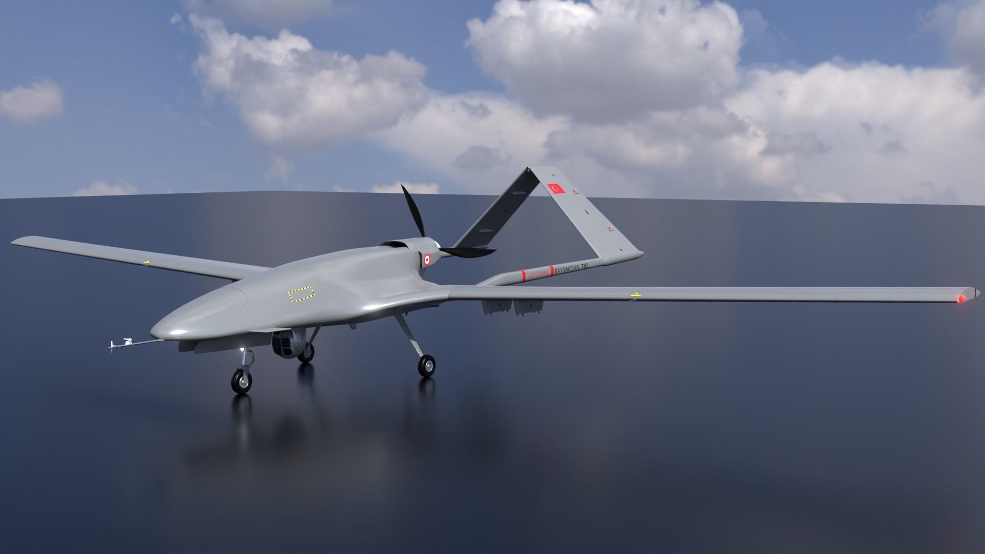 Bayraktar TB2  Low-poly 3D model_5