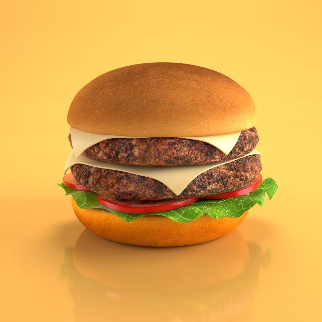 Animated Double Cheeseburger Hamburger 3D model_4