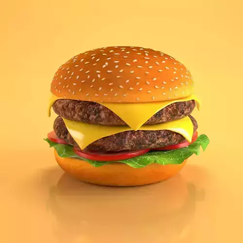 Animated Double Cheeseburger Hamburger 3D model