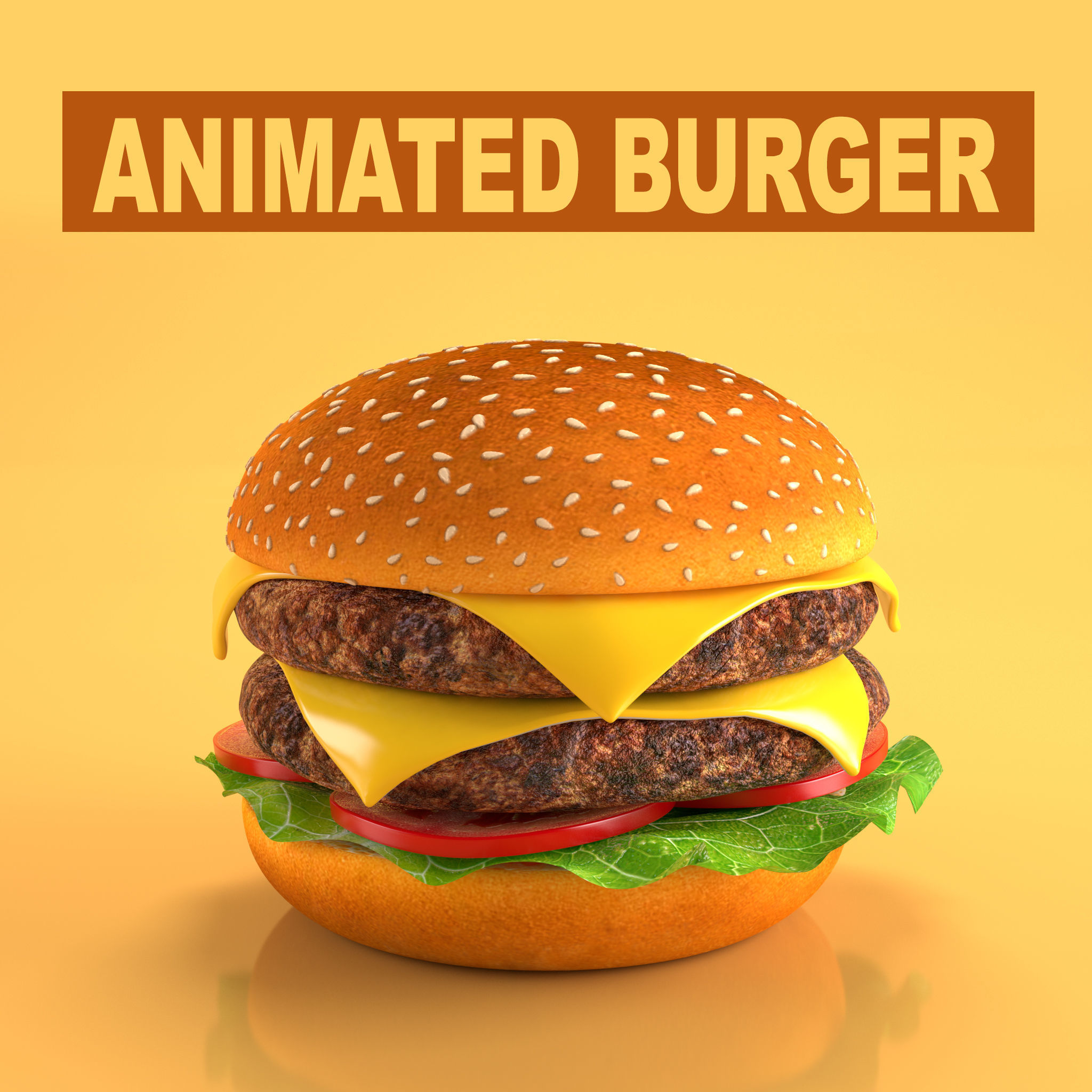 Animated Double Cheeseburger Hamburger 3D model_3
