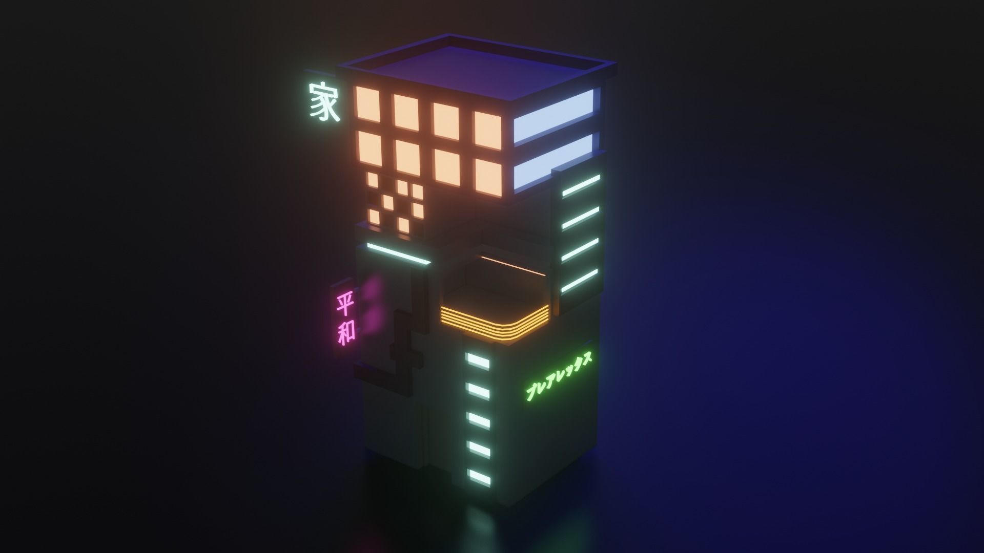 Low-poly Cyberpunk city pack Low-poly 3D model_5
