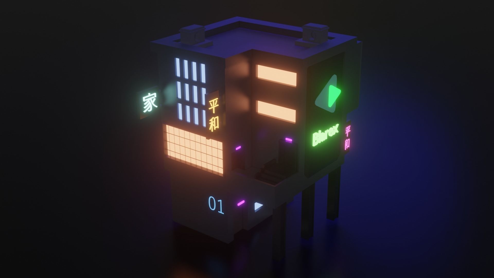 Low-poly Cyberpunk city pack Low-poly 3D model_3