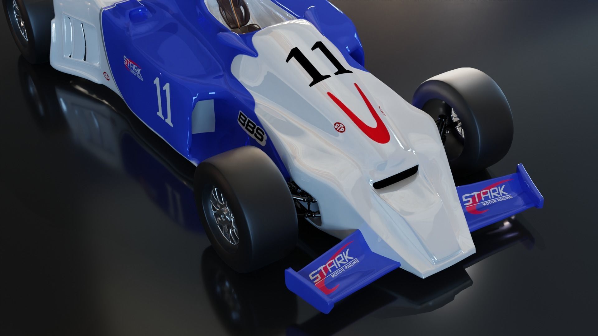 stark f1 car Low-poly 3D model_4