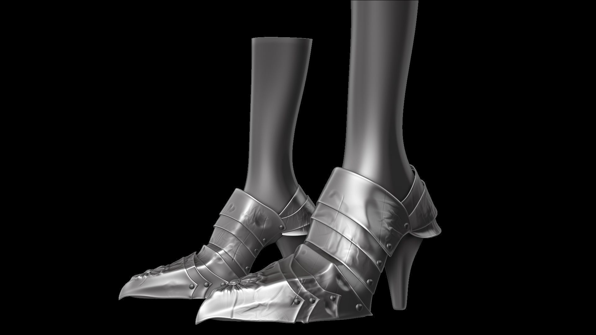 Female Knigt Foot Armor Sculpt Project 3D model_2