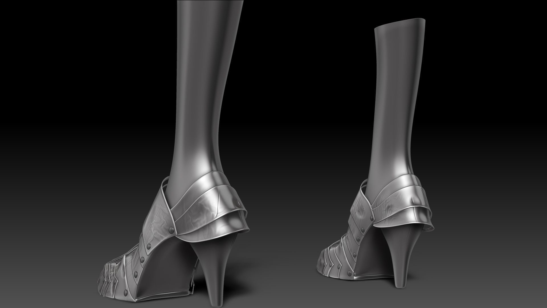 Female Knigt Foot Armor Sculpt Project 3D model_5