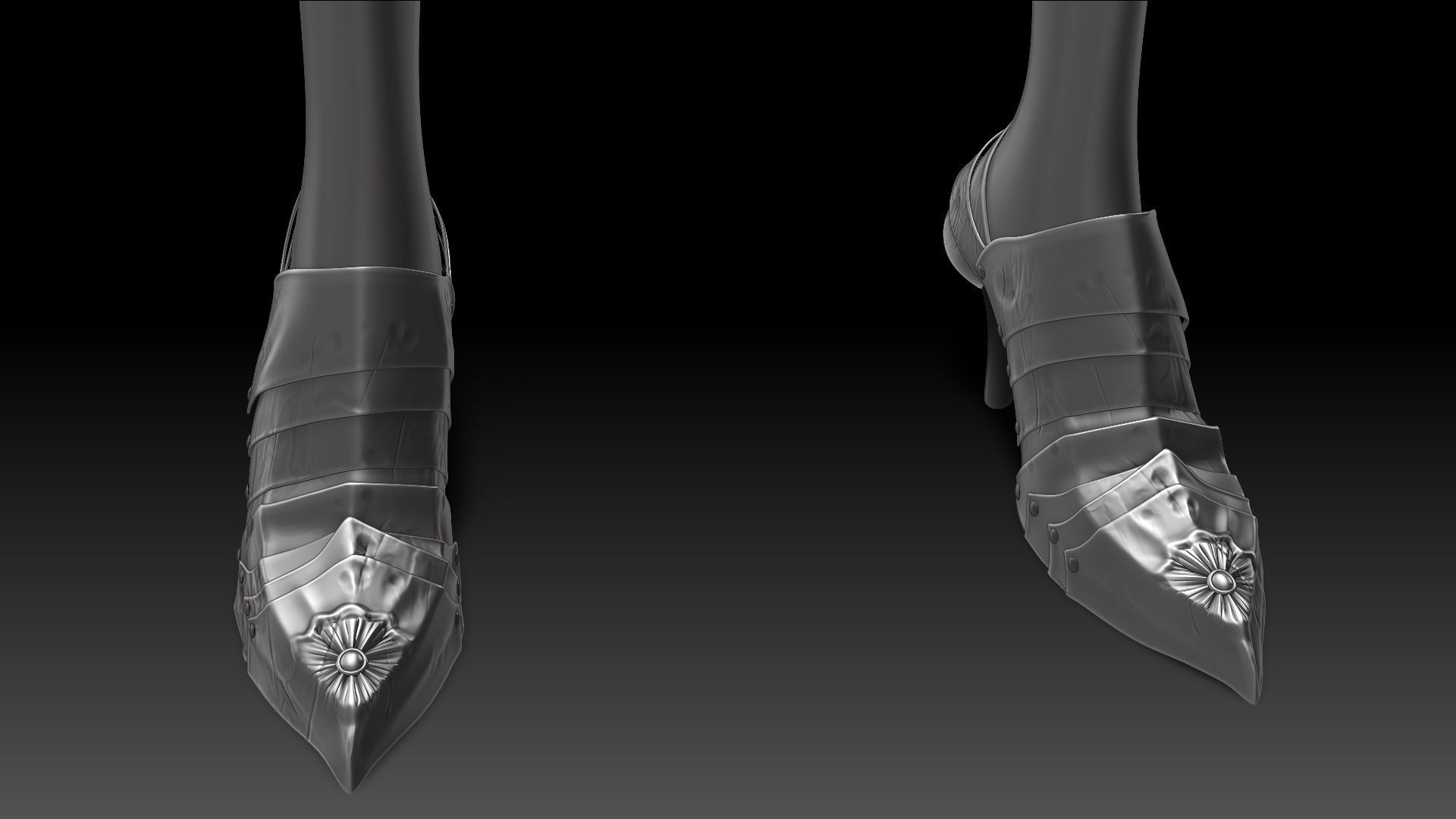 Female Knigt Foot Armor Sculpt Project 3D model_7