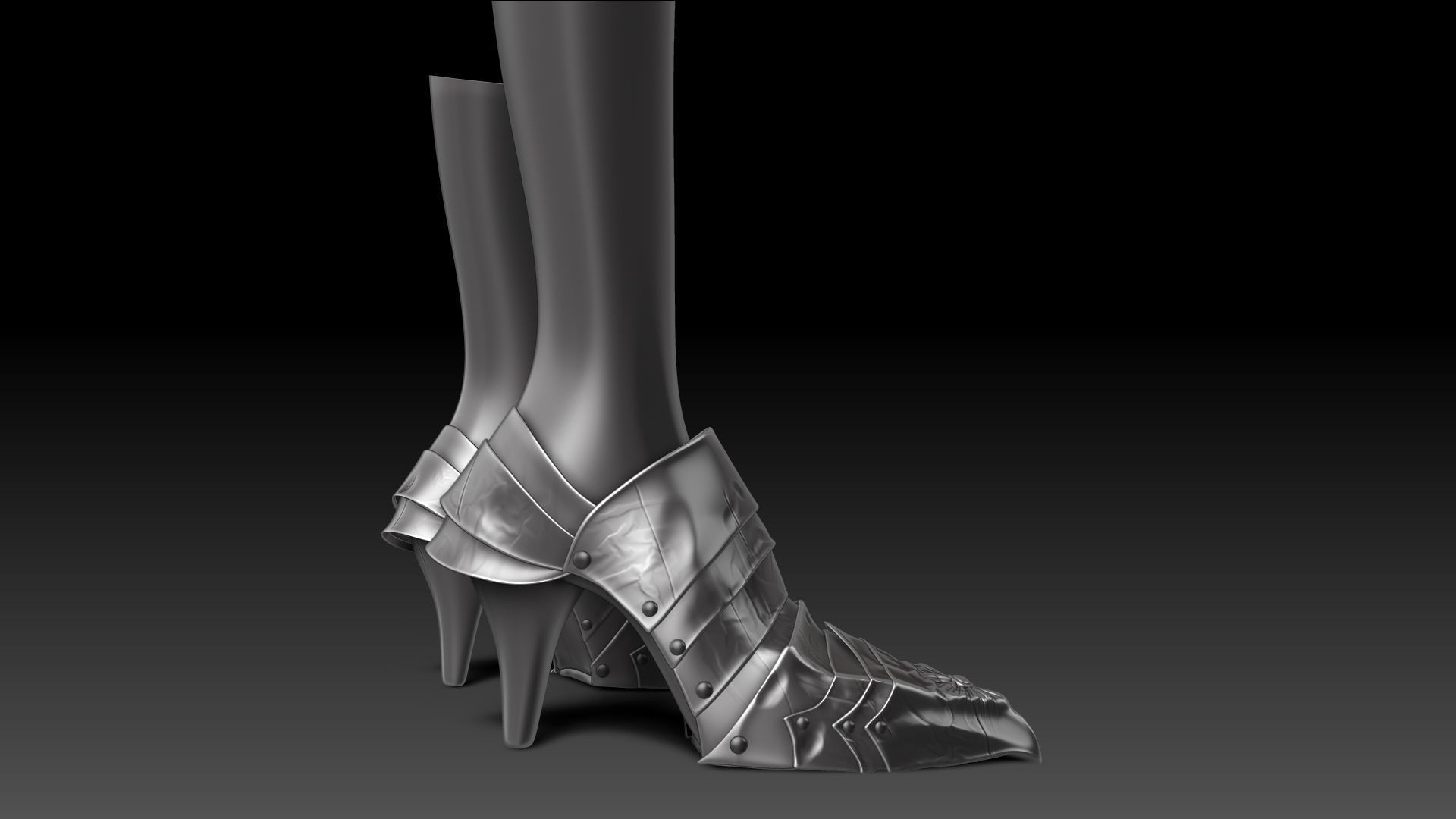 Female Knigt Foot Armor Sculpt Project 3D model_6