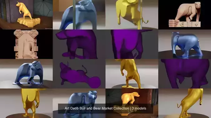 Art Deco Bull and Bear Market Collection