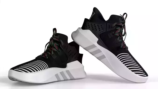 Adidas EQT Bask ADV Black and White  Low-poly 3D model