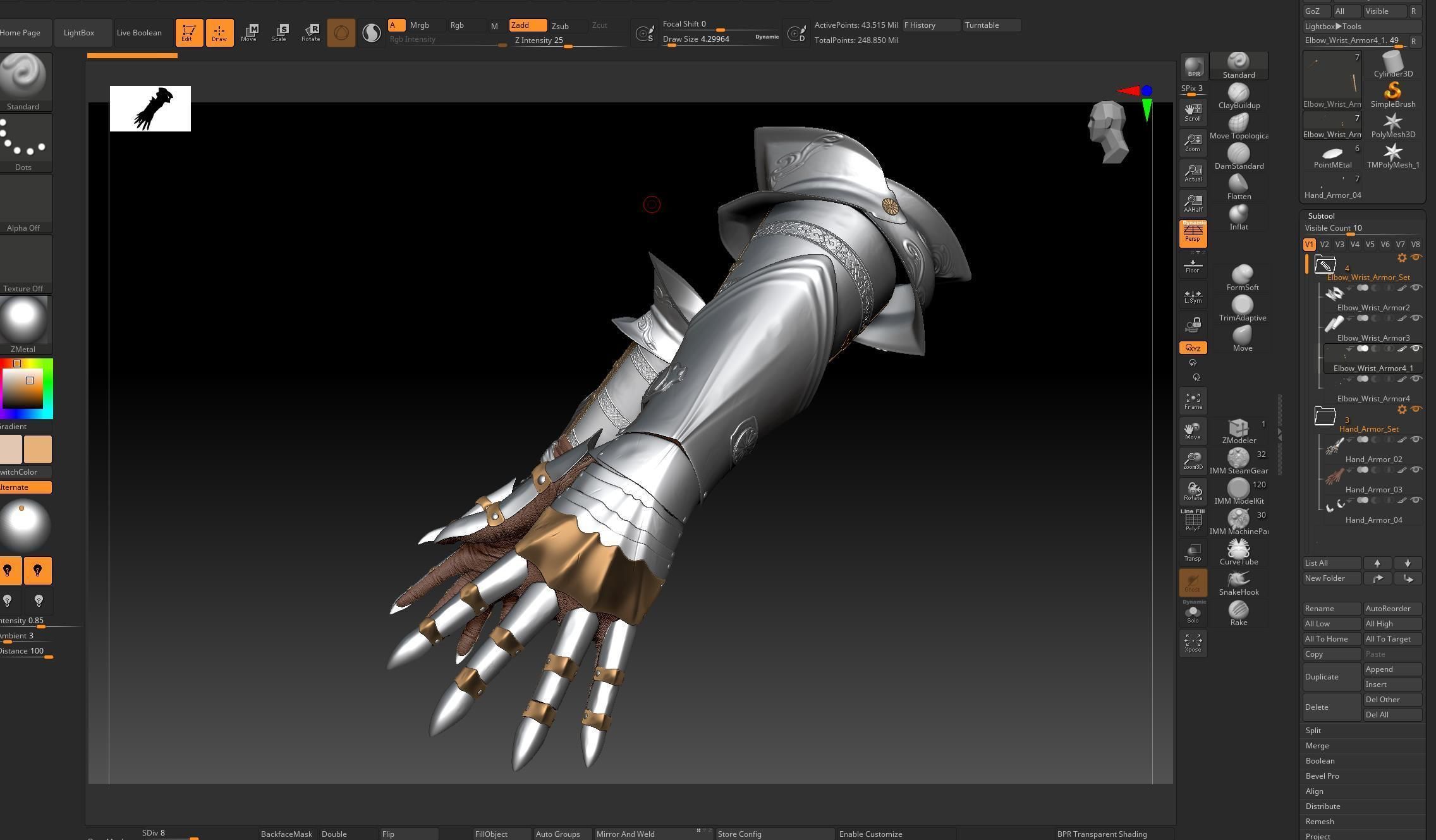 Female Knigt Hand Wrist Elbow Armor Sculpt Project 3D model_8