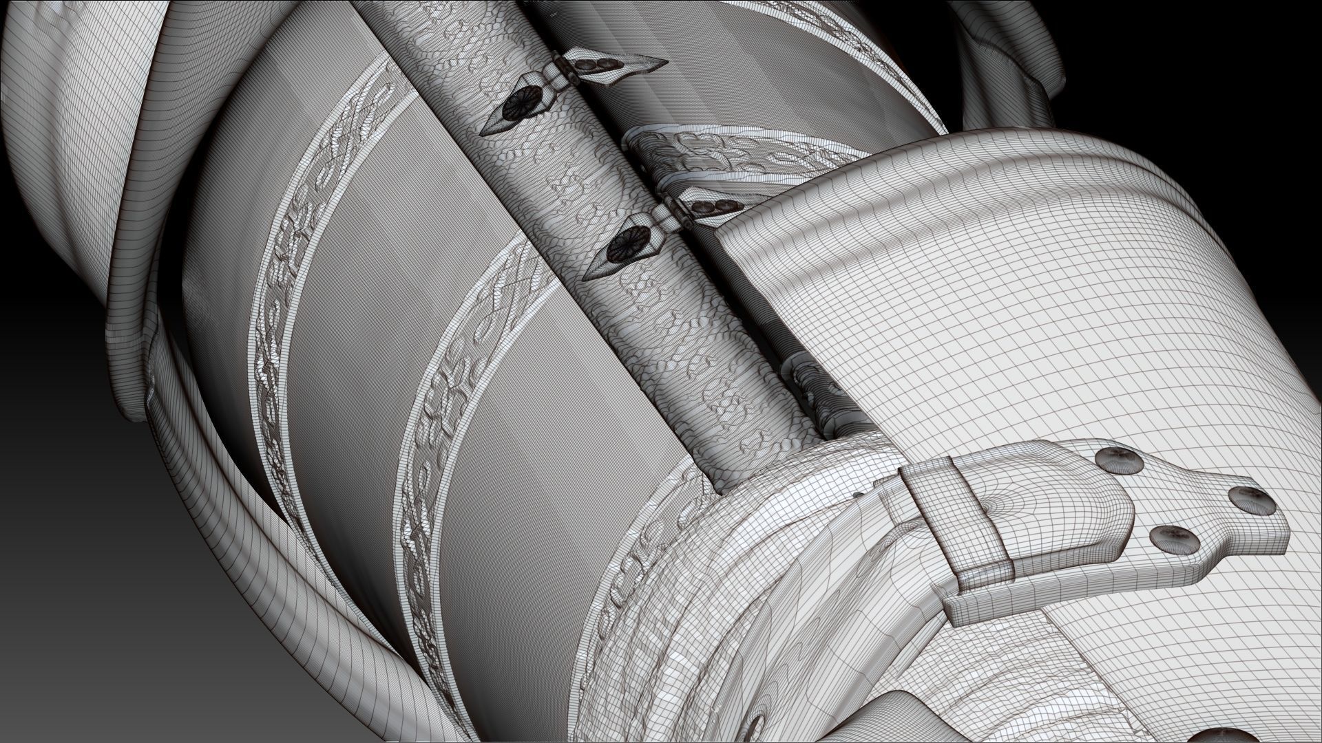 Female Knigt Hand Wrist Elbow Armor Sculpt Project 3D model_9