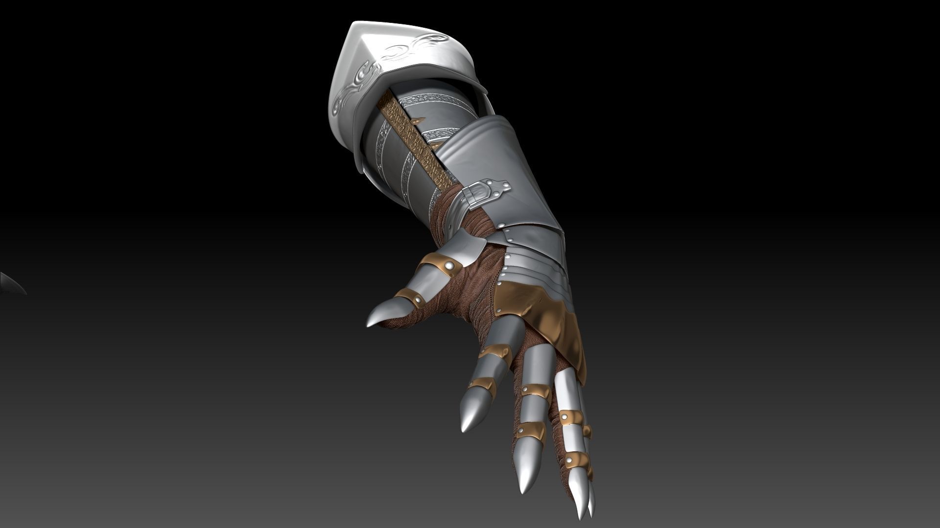 Female Knigt Hand Wrist Elbow Armor Sculpt Project 3D model_4