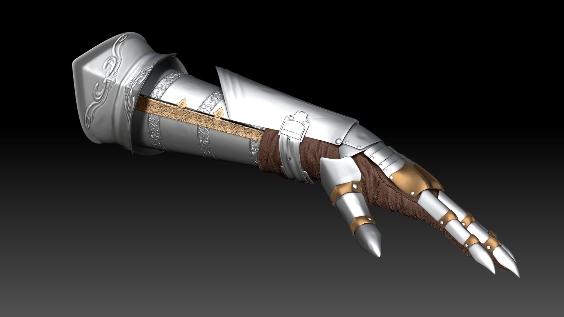 Female Knigt Hand Wrist Elbow Armor Sculpt Project 3D model_5