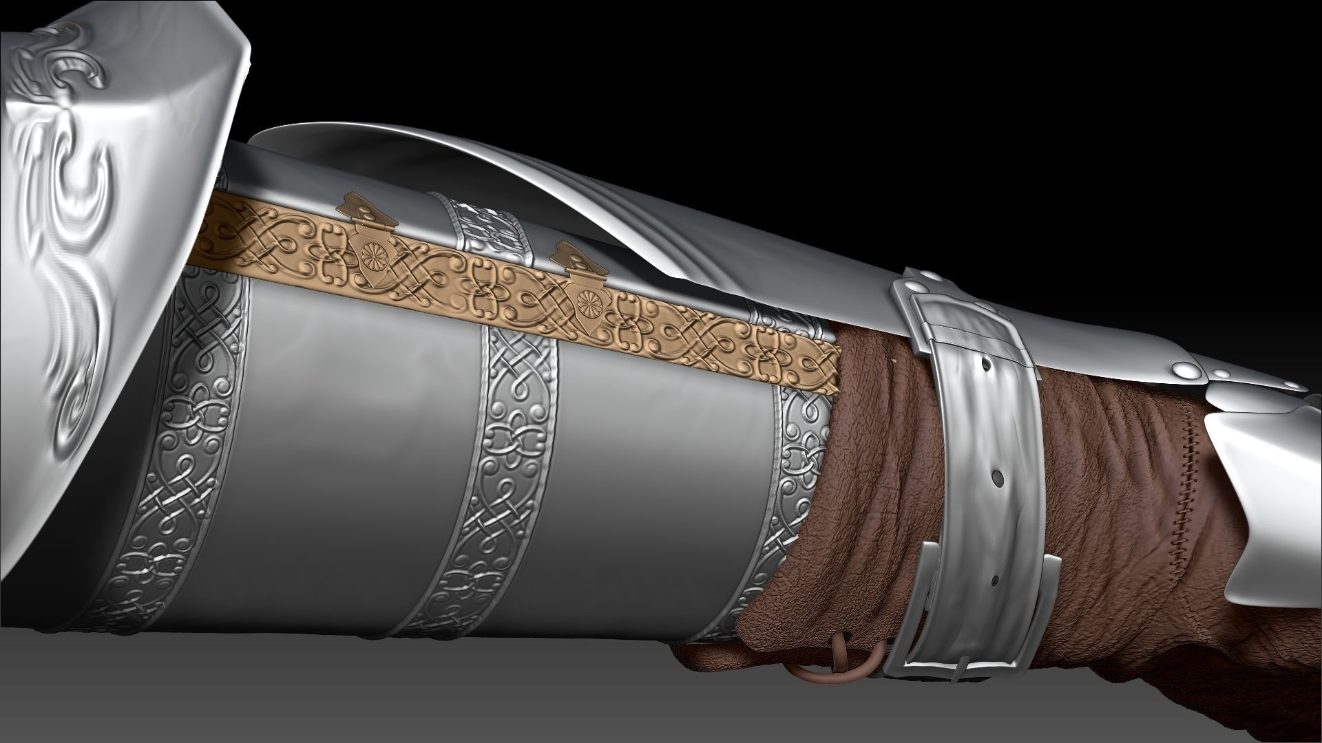 Female Knigt Hand Wrist Elbow Armor Sculpt Project 3D model_7