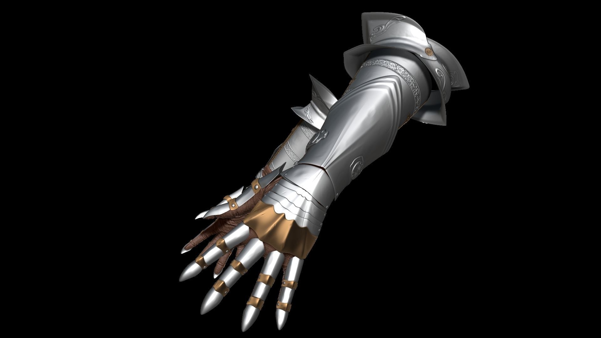Female Knigt Hand Wrist Elbow Armor Sculpt Project 3D model_2