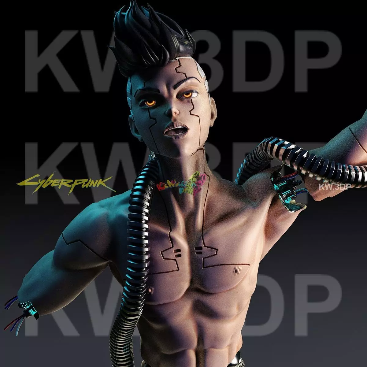 Busto Cyberpunk David 3D print model