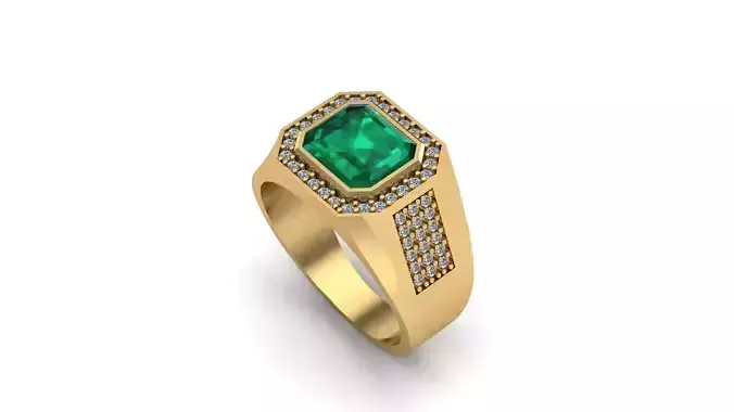 Anel masculino com cravacao central e lateral