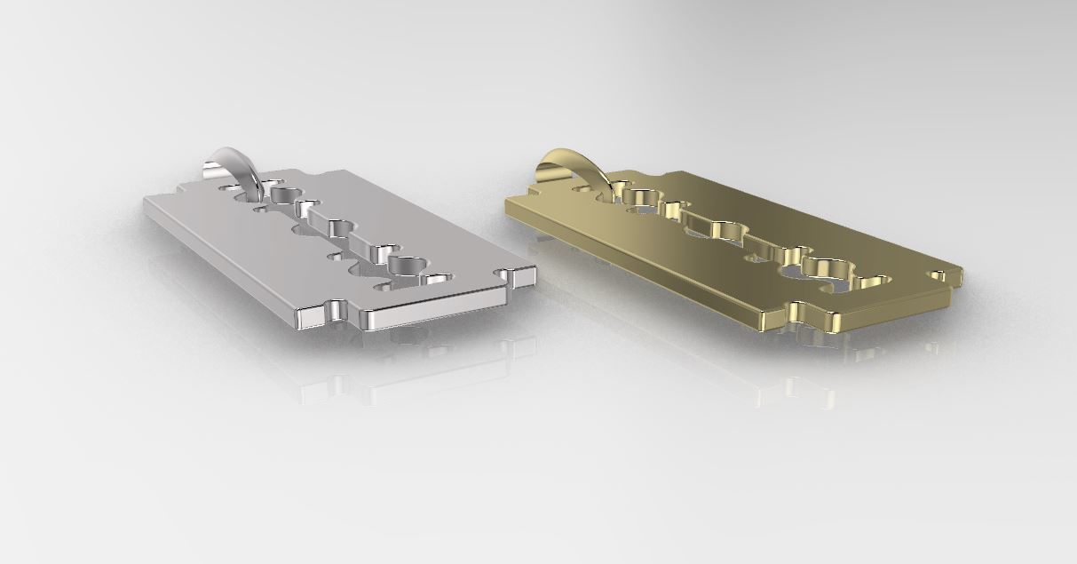 razor blade pendent  3D print model_2