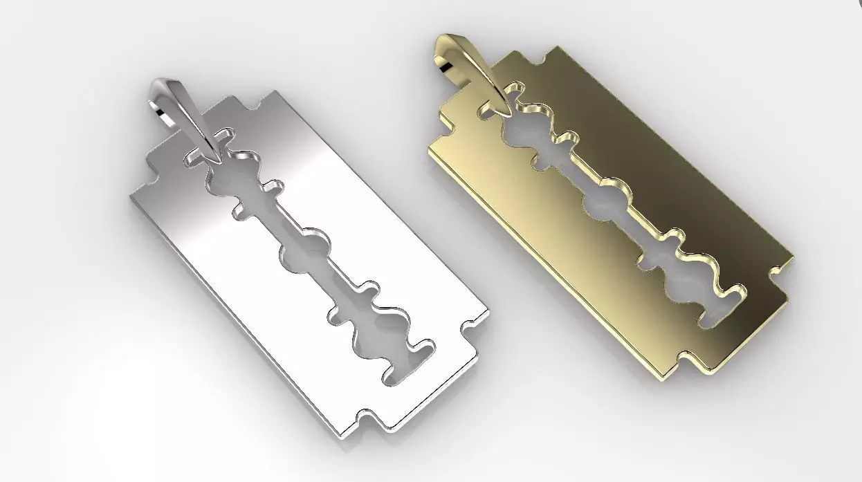 razor blade pendent  3D print model_0