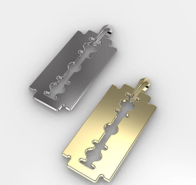 razor blade pendent  3D print model_3