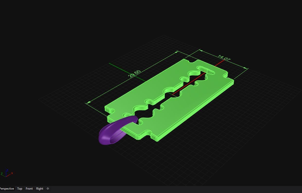 razor blade pendent  3D print model_4
