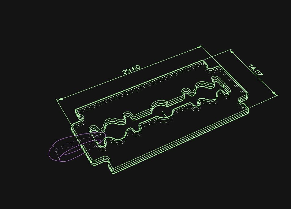 razor blade pendent  3D print model_7
