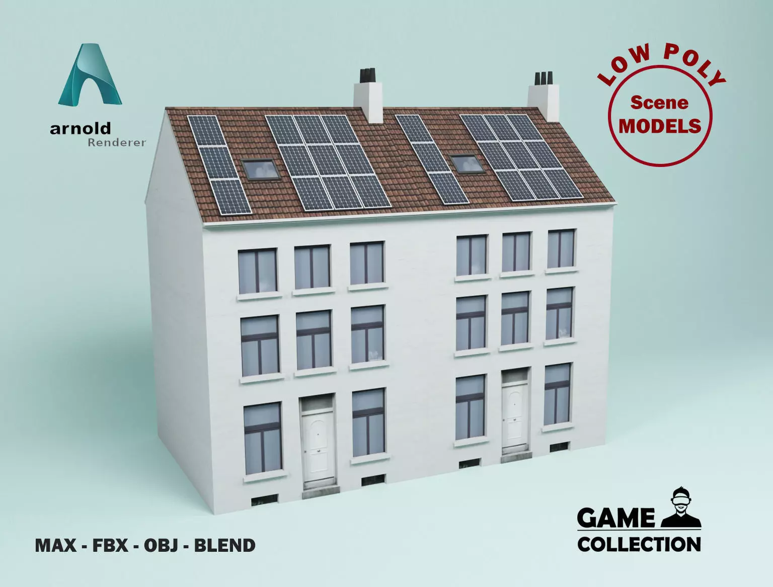 Solar installation building 1 Low-poly 3D model_0
