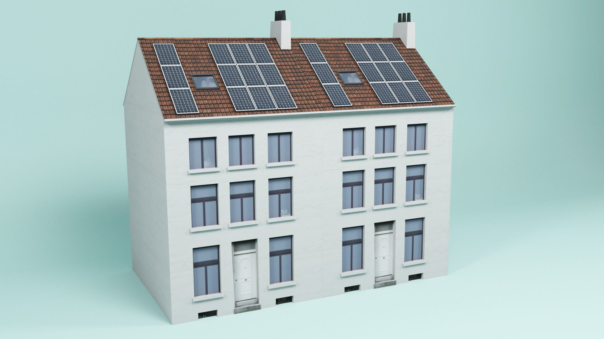 Solar installation building 1 Low-poly 3D model_1