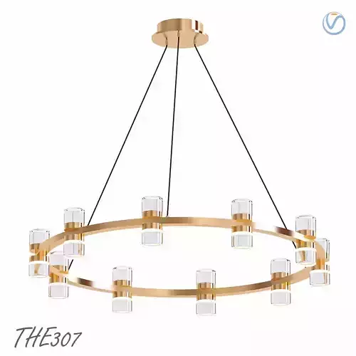 THE307 gold chandelier with glass shades