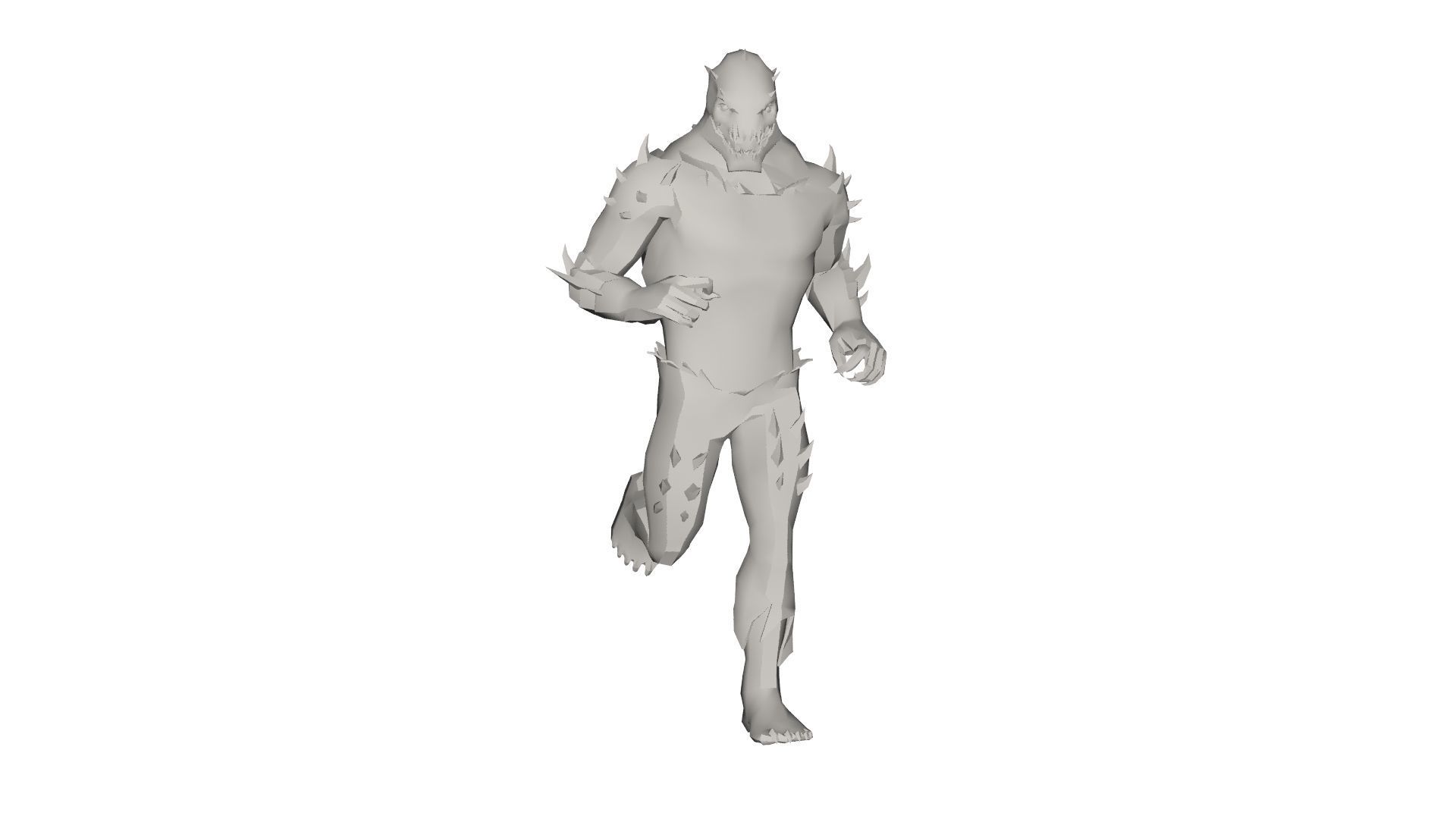Monster figure of man running Low-poly 3D model_1