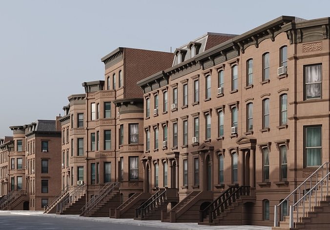 New York Brownstones - American Row Houses Pack Low-poly 3D model New York Brownstones - American Row Houses Pack Low-poly 3D model