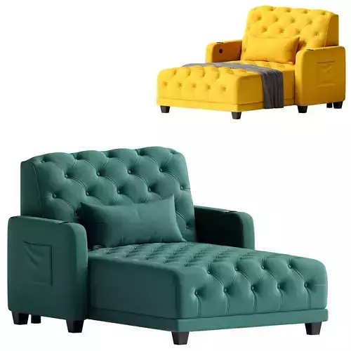 Aramen Tufted Square Two Arms Power Reclining Chaise Lounge 3D model