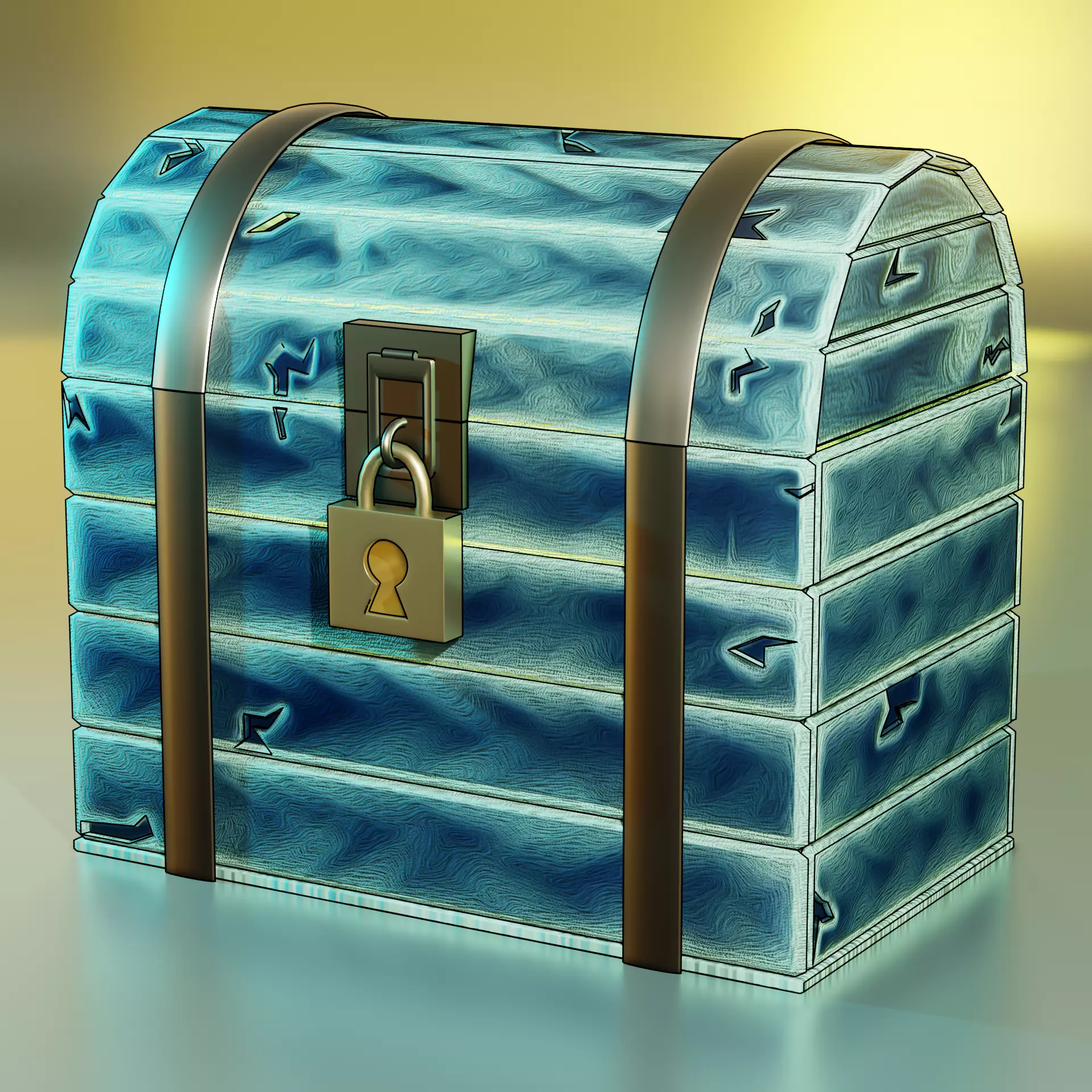 Low Poly Treasure Chest Low-poly 3D model_0