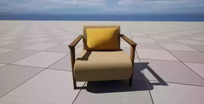 Upholstery Chair 3D model in Yellow-Cream colour