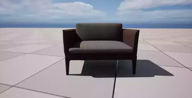 Comfortable spacious chair brown-grey 3D model