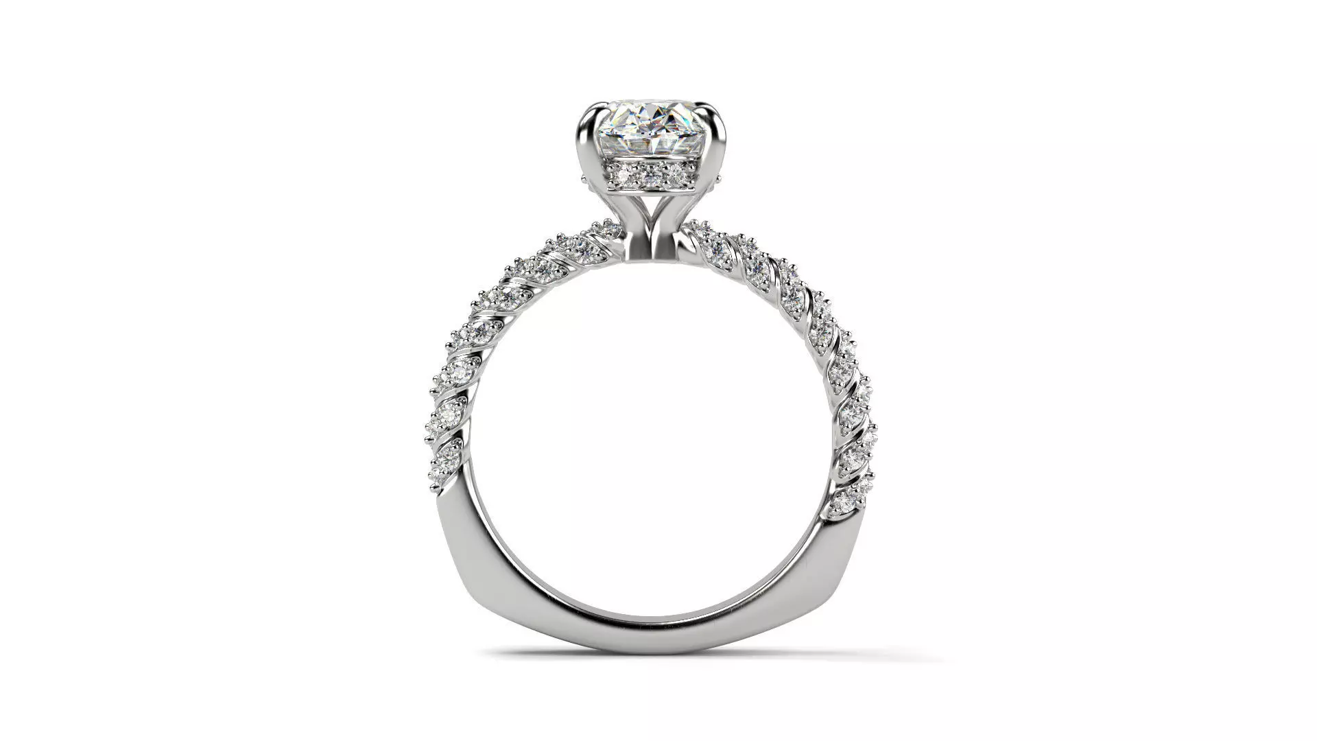 Twisted Diamond Shank Oval with side band All Sizes 3D print model_0