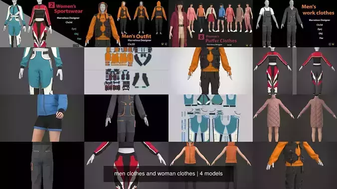 men clothes and woman clothes 3D Model Collection