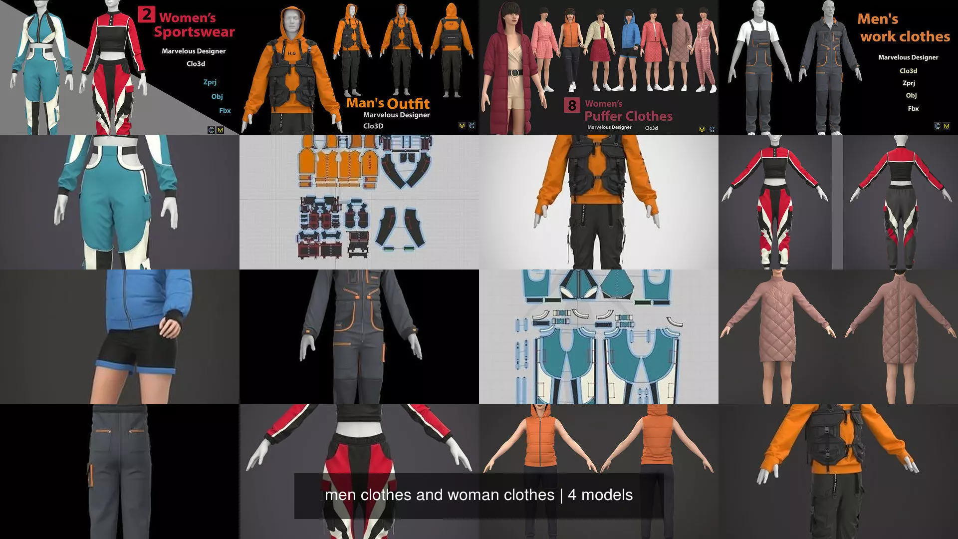 men clothes and woman clothes 3D Model Collection_0