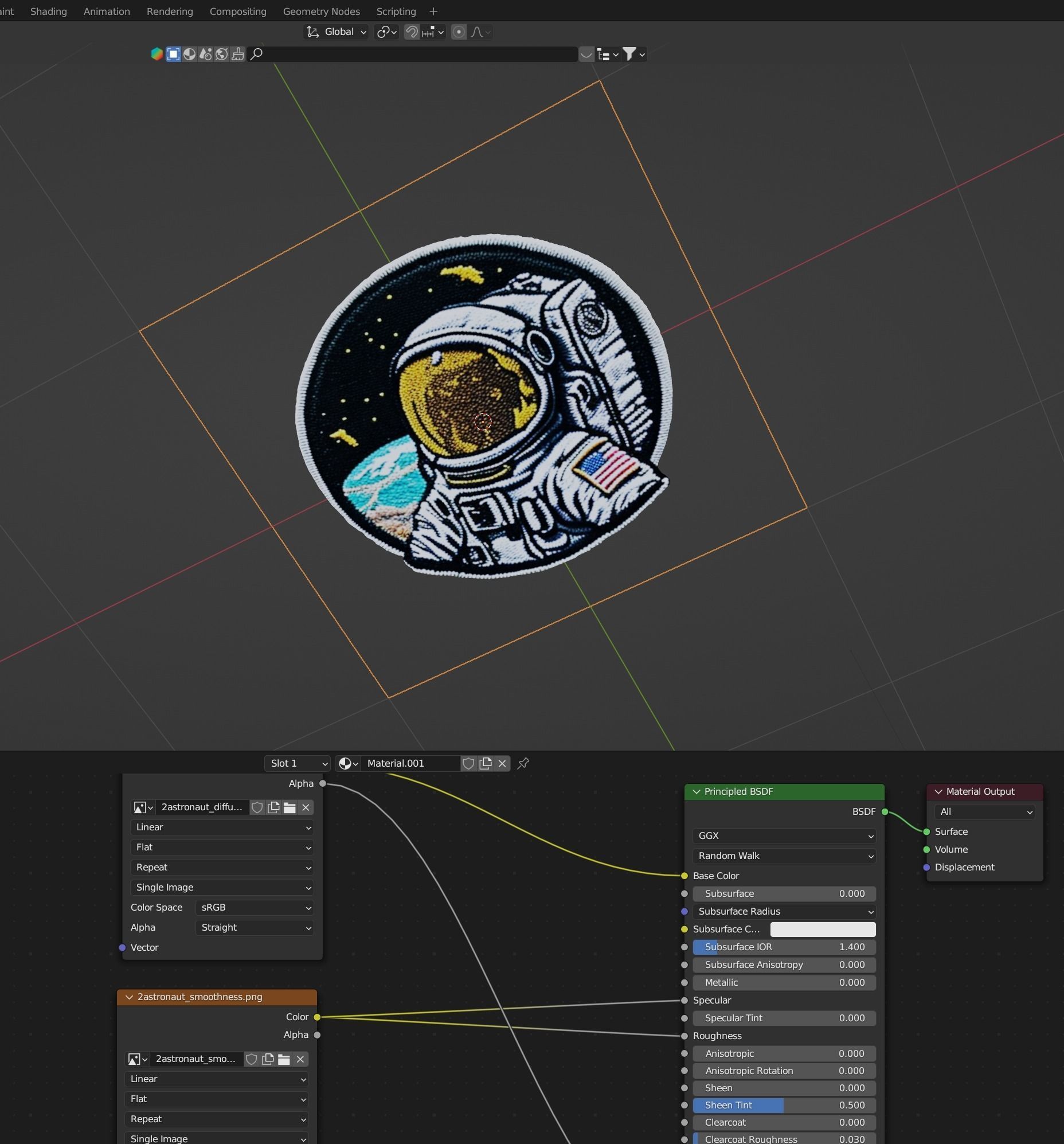 Astronaut embroidered patch v2 Texture_2