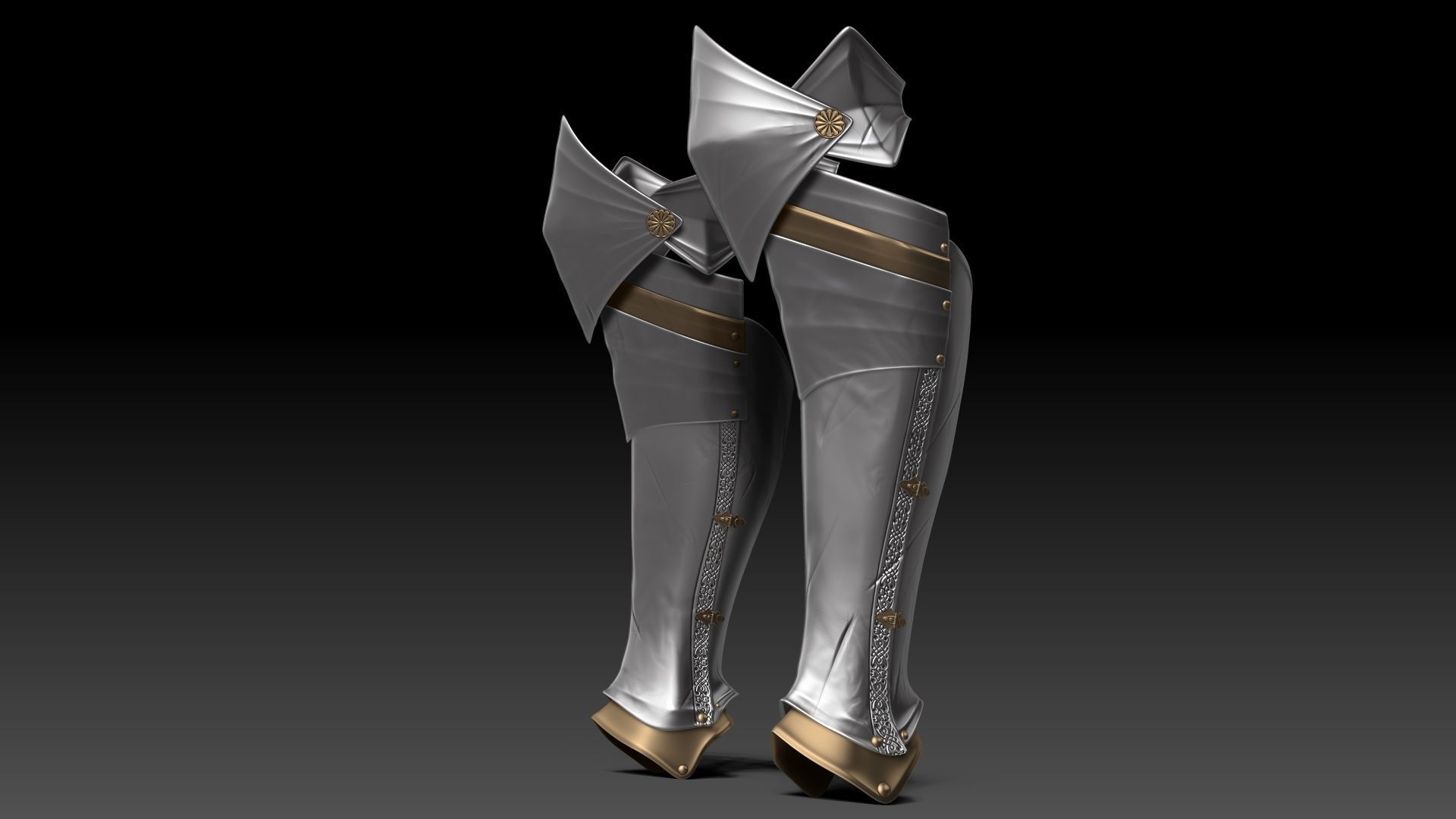 Female Knigt Knee Ankle Armor Sculpt Project 3D model_2