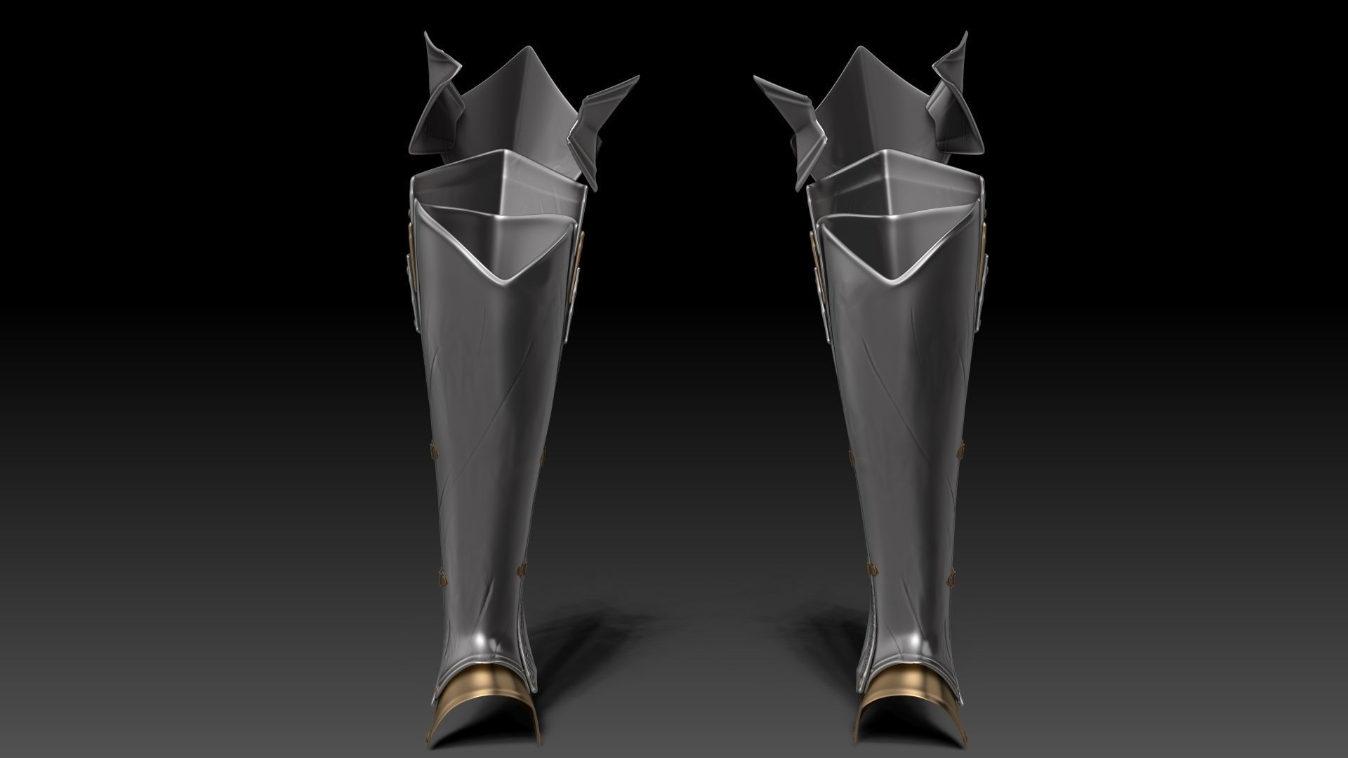 Female Knigt Knee Ankle Armor Sculpt Project 3D model_4