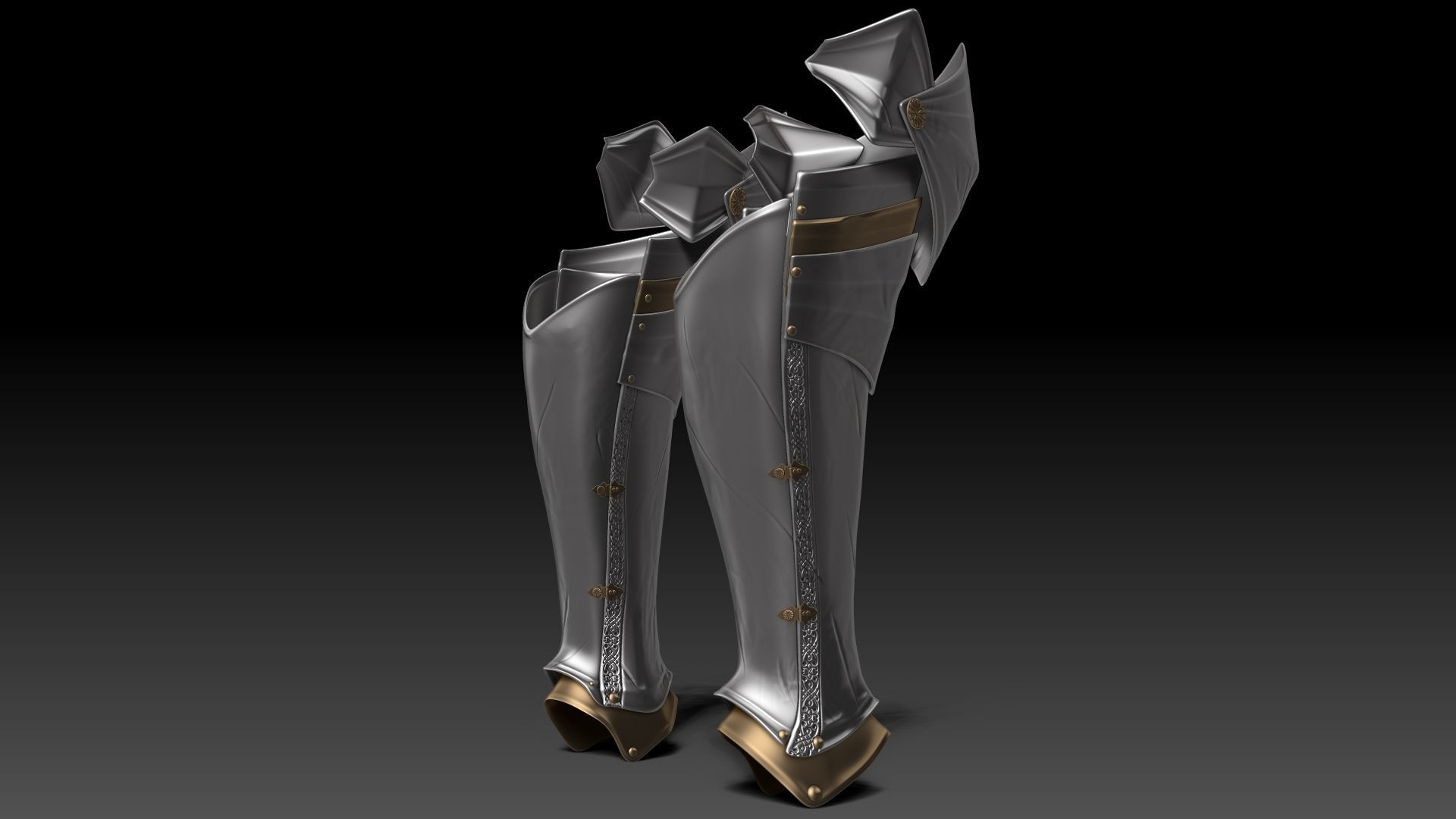 Female Knigt Knee Ankle Armor Sculpt Project 3D model_5