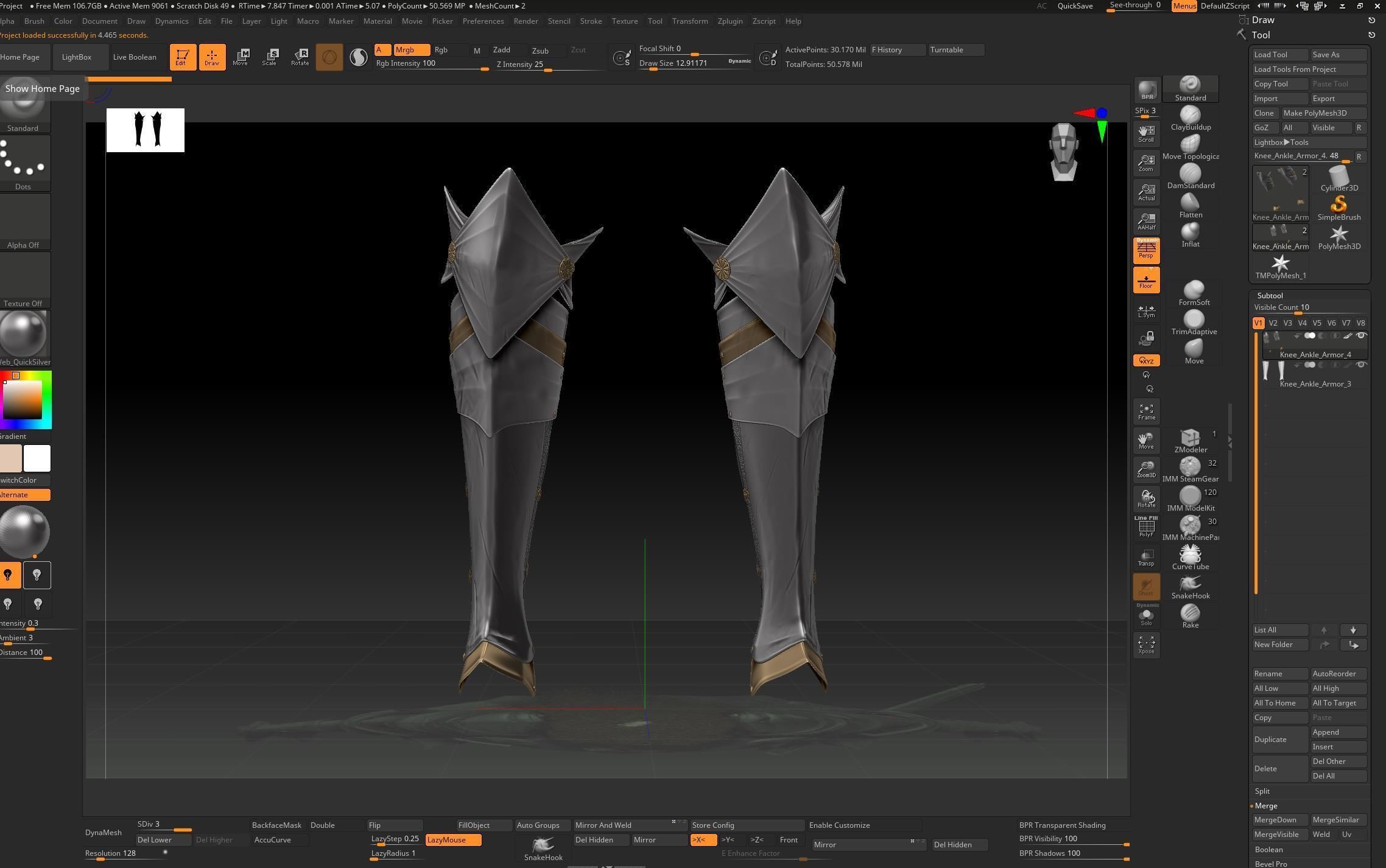 Female Knigt Knee Ankle Armor Sculpt Project 3D model_6