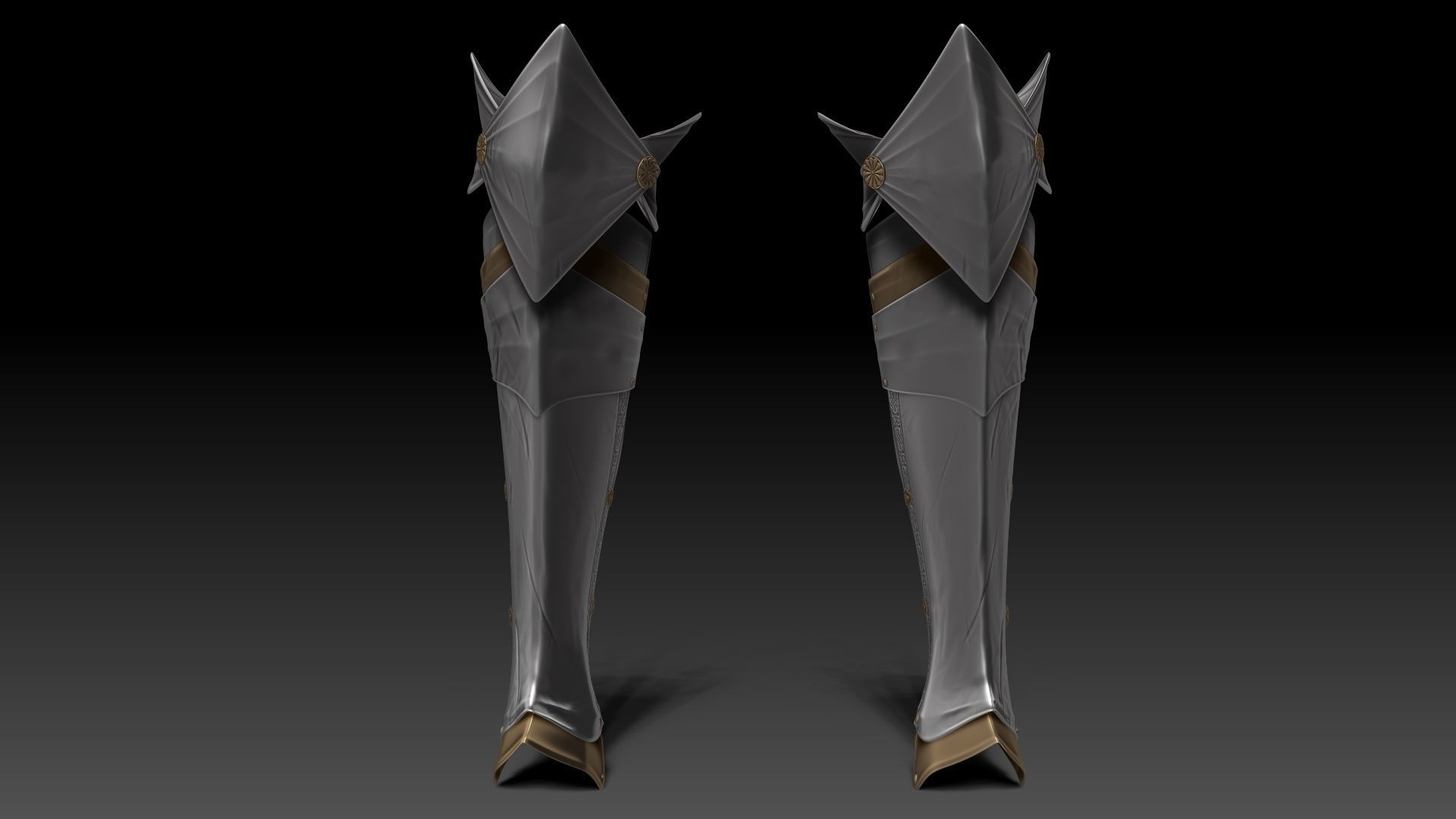 Female Knigt Knee Ankle Armor Sculpt Project 3D model_3