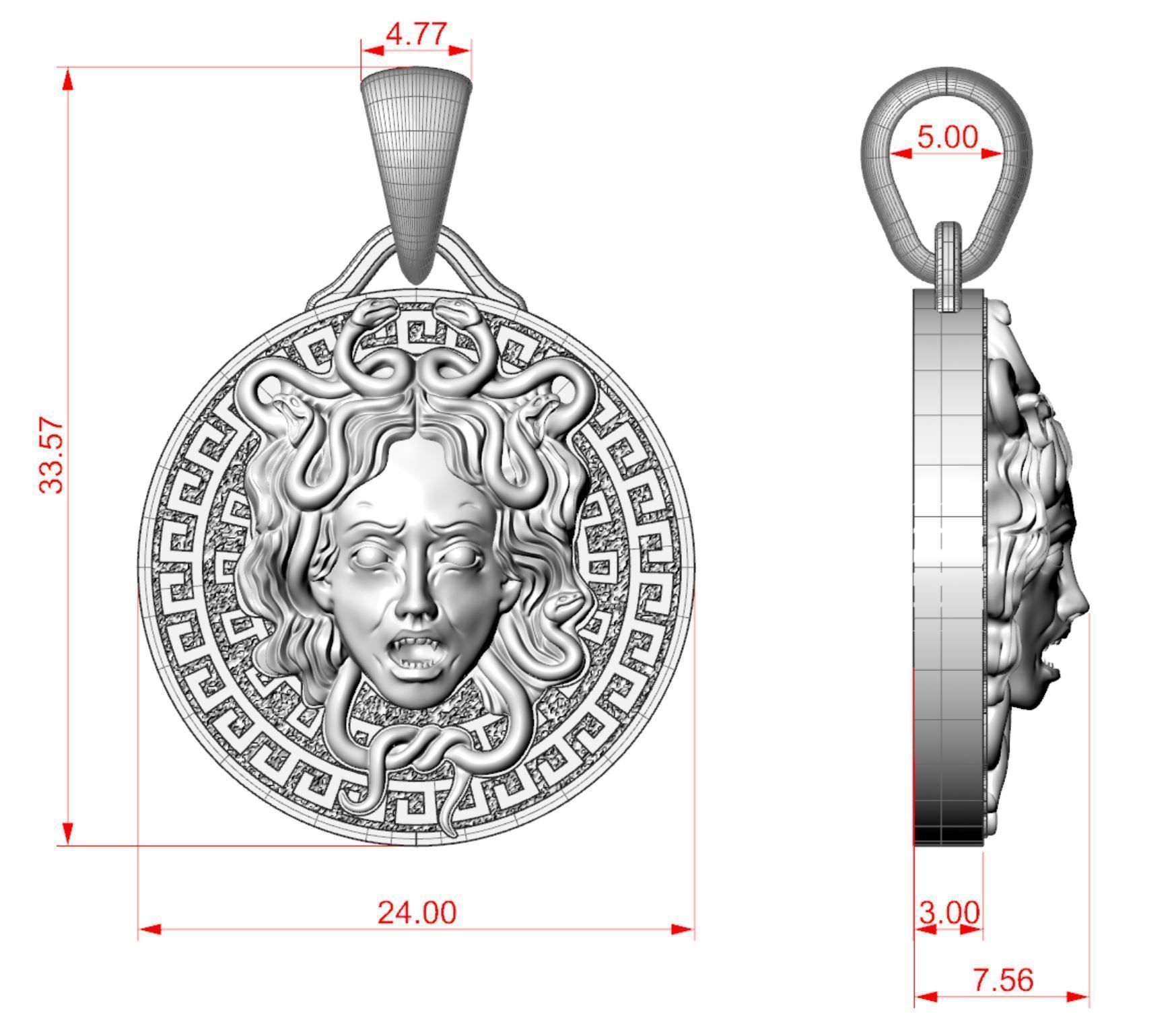 Medusa Gorgon Pendant 3D print model_9