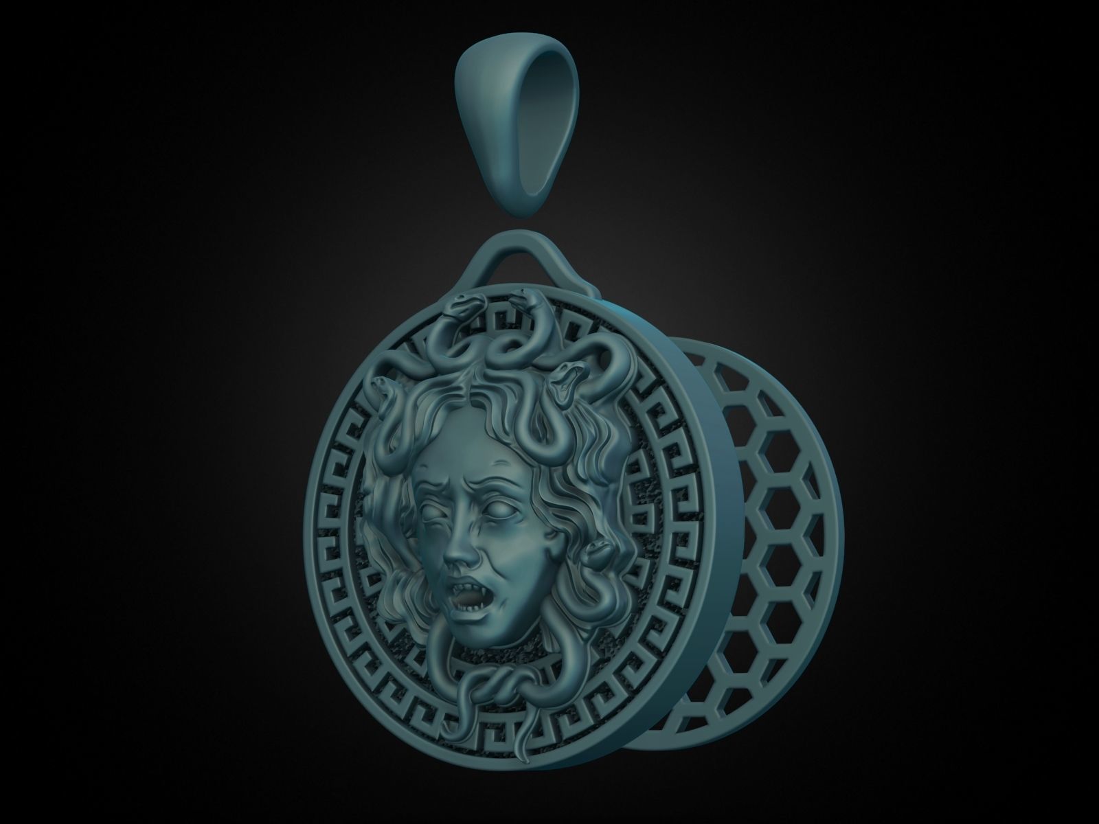 Medusa Gorgon Pendant 3D print model_8