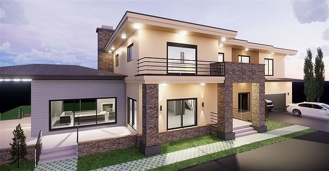 Modern Villa 3D model 3