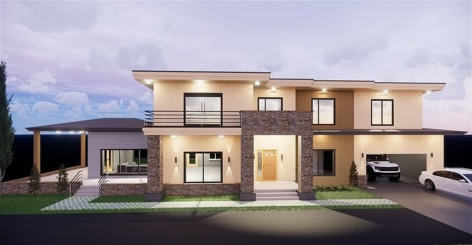Modern Villa 3D model 4