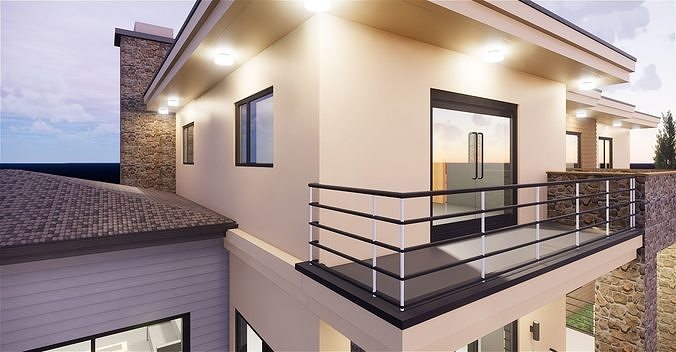 Modern Villa 3D model 6